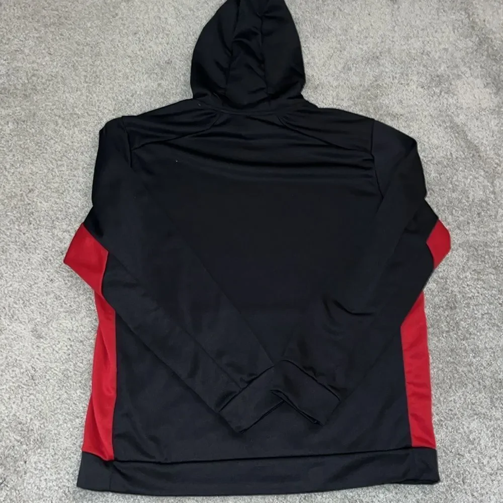 Mens Black Red Nike Therma Fit Swoosh Fleece Hooded Hoodie Jacket Sweatshirt XL